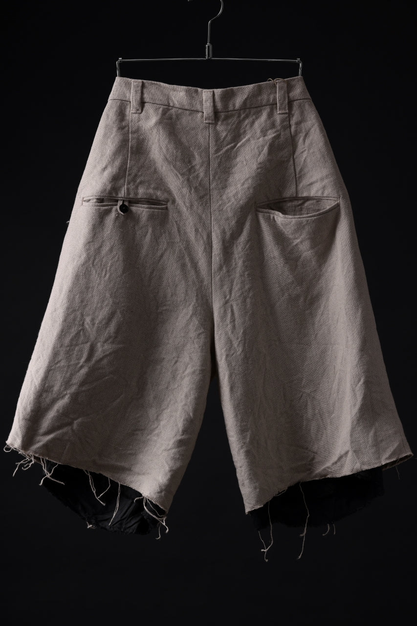 KLASICA BOUNCE fig.1 BOLD CUT OFF SHORTS / 1/8 FRENCH LINEN CANVAS (NATURAL) - Image 3