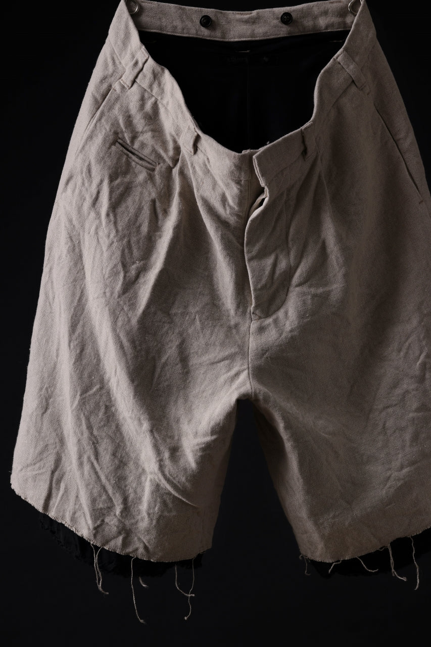 KLASICA BOUNCE fig.1 BOLD CUT OFF SHORTS / 1/8 FRENCH LINEN CANVAS (NATURAL) - Image 4