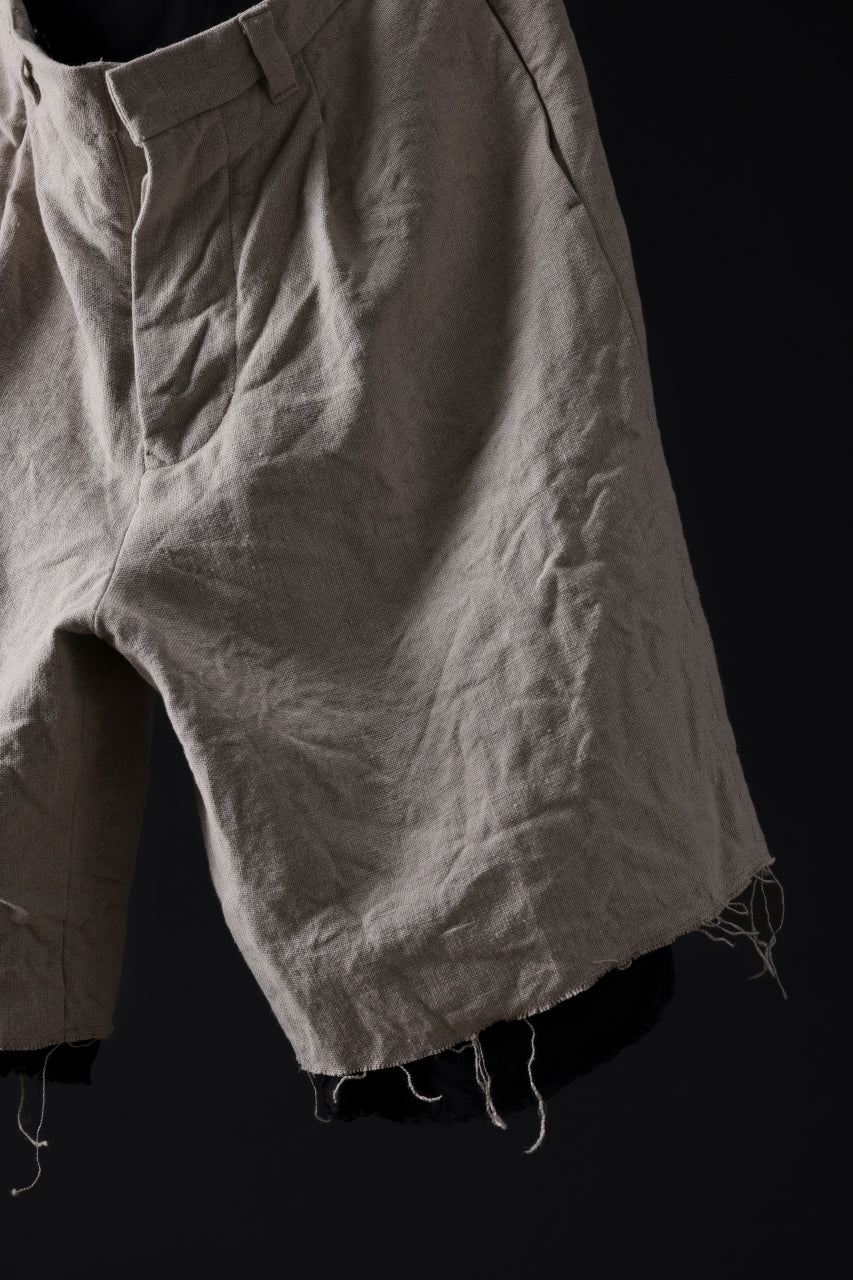 KLASICA BOUNCE fig.1 BOLD CUT OFF SHORTS / 1/8 FRENCH LINEN CANVAS (NATURAL) - Image 5