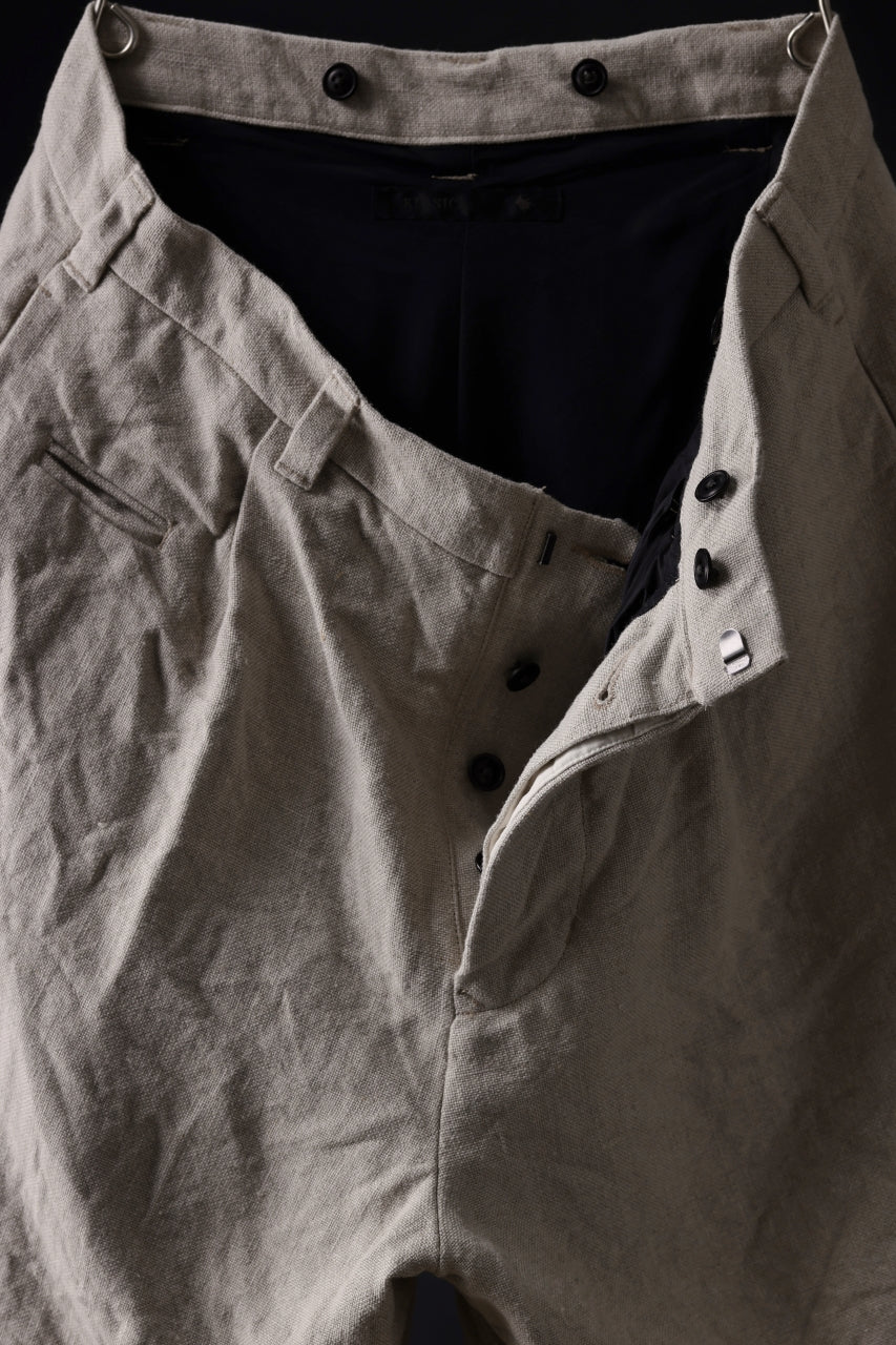 KLASICA BOUNCE fig.1 BOLD CUT OFF SHORTS / 1/8 FRENCH LINEN CANVAS (NATURAL) - Image 8