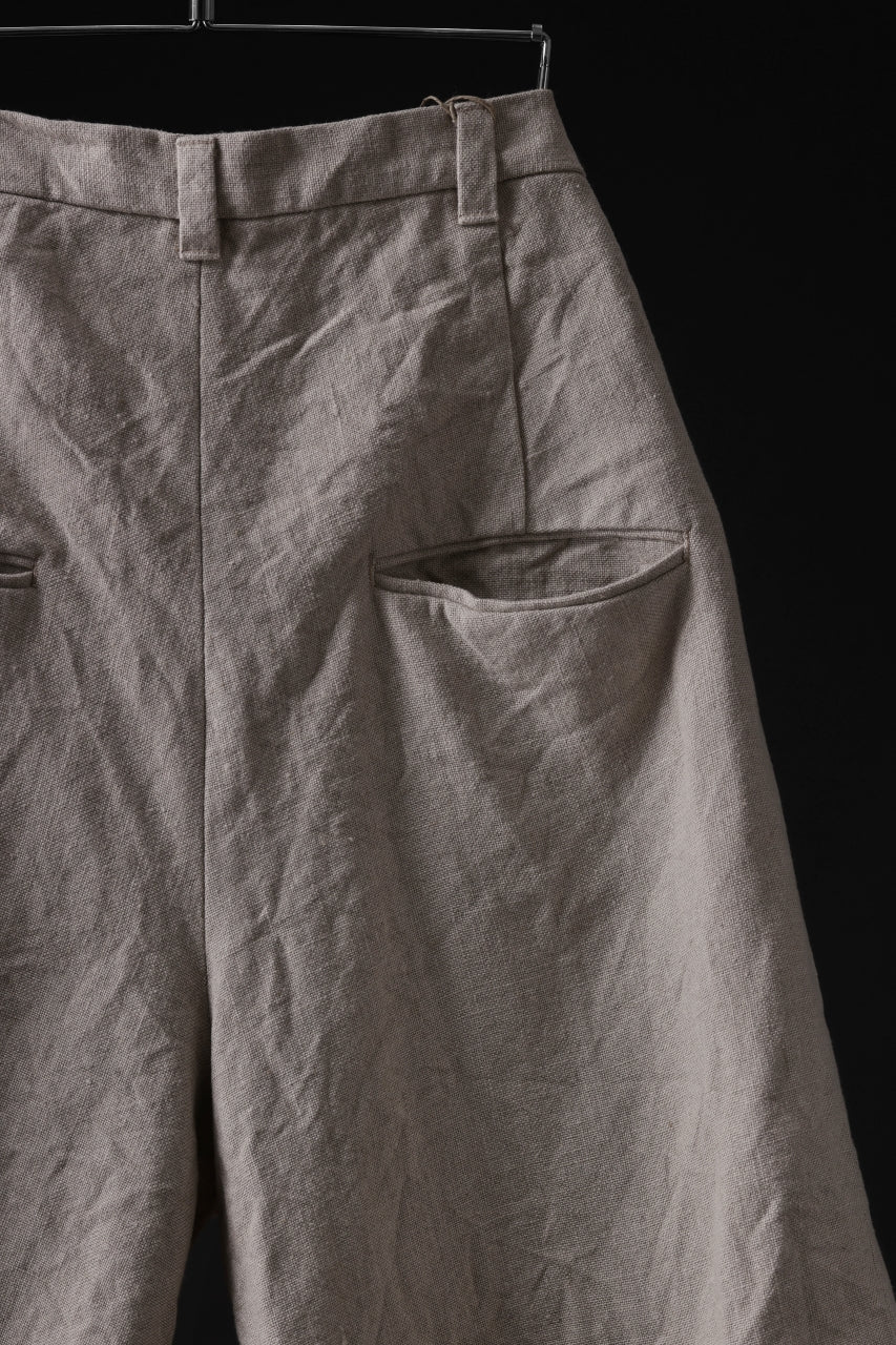 KLASICA BOUNCE fig.1 BOLD CUT OFF SHORTS / 1/8 FRENCH LINEN CANVAS (NATURAL) - Image 9