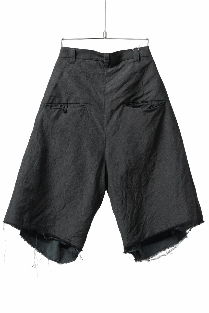 KLASICA BOUNCE fig.2 BOLD CUT OFF SHORTS / SUMMER CHAMBRAY WOOL-LINEN (SHADOW) - Image 3