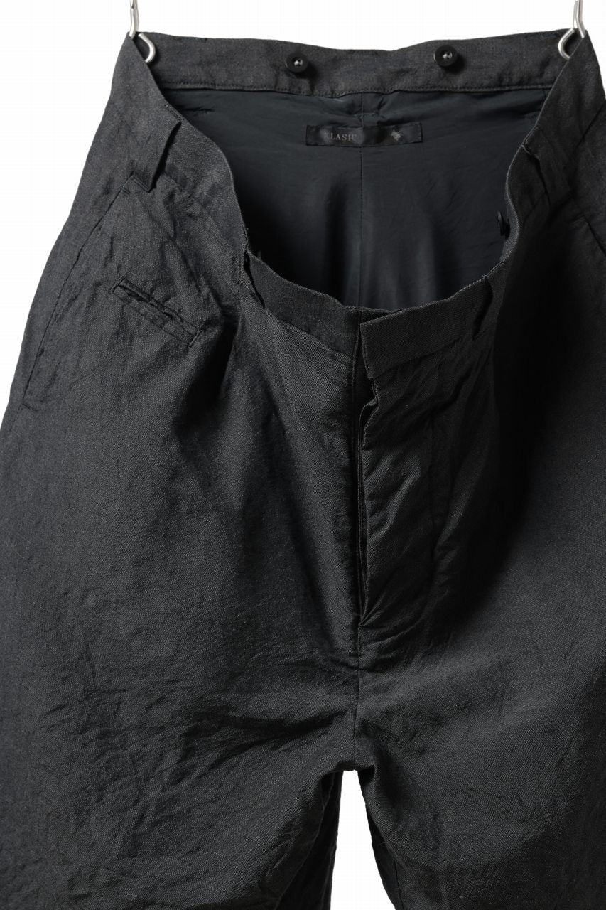 KLASICA BOUNCE fig.2 BOLD CUT OFF SHORTS / SUMMER CHAMBRAY WOOL-LINEN (SHADOW) - Image 4