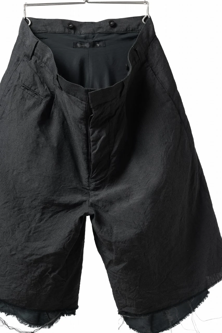 KLASICA BOUNCE fig.2 BOLD CUT OFF SHORTS / SUMMER CHAMBRAY WOOL-LINEN (SHADOW) - Image 5