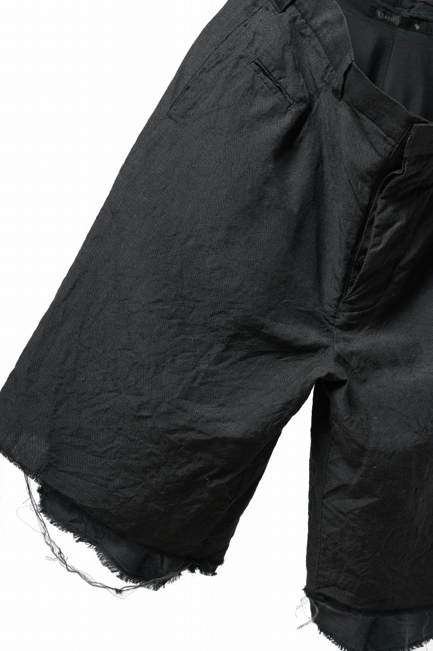 KLASICA BOUNCE fig.2 BOLD CUT OFF SHORTS / SUMMER CHAMBRAY WOOL-LINEN (SHADOW) - Image 6