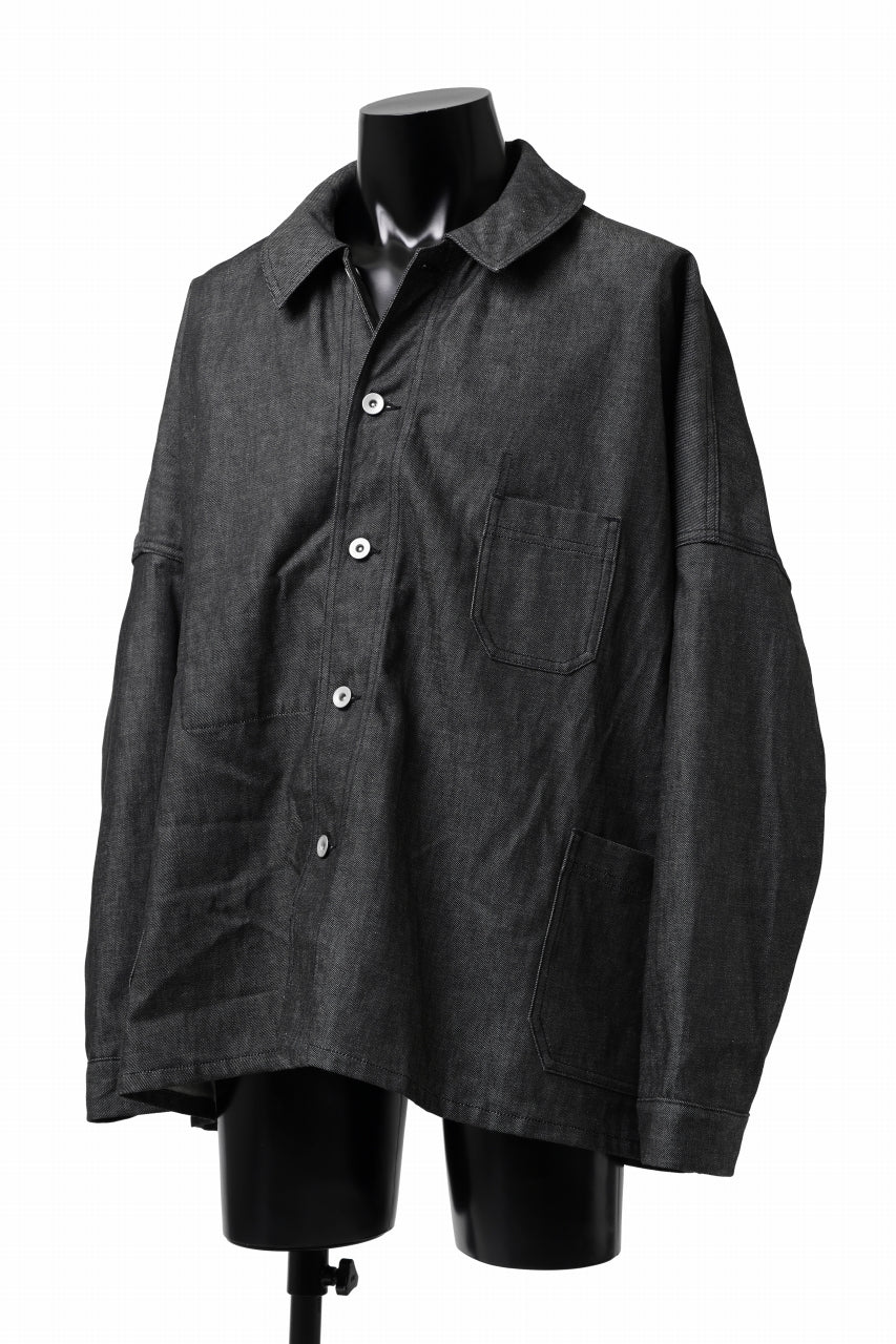 KLASICA CHEVAL EXTRA WIDE WORK JACKET / LIGHT WEIGHT DENIM (BLACK DENIM) - Image 3
