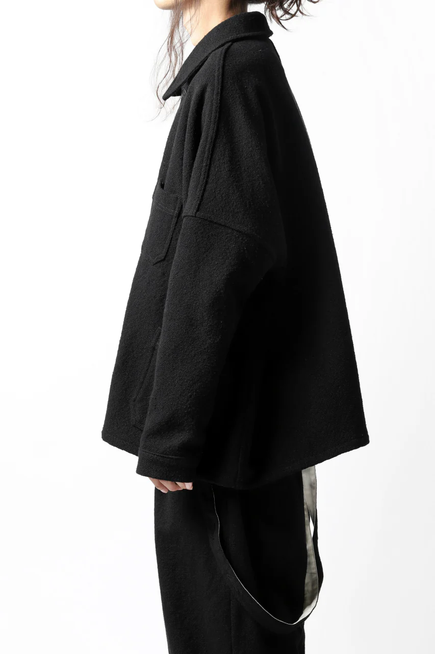 KLASICA CHEVAL WORK JACKET / WOOLxSILK BOLD DUNGAREES (BLACK) - Image 6