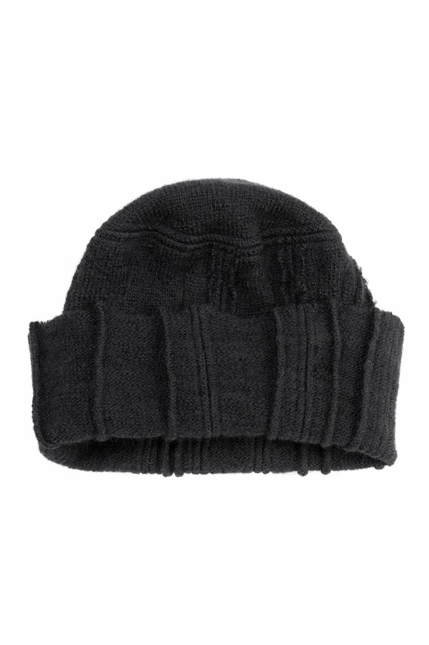 KLASICA CONEY DESERT WATCH CAP / URUGAY SLAB YARN NON MULESING WOOL (BLACK) - Image 2