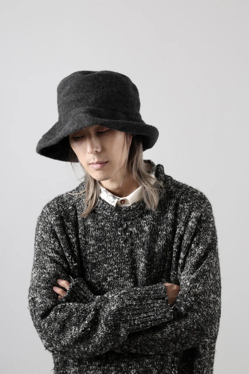 KLASICA CURVE BRIM VOLUME HAT / WOOL x ALPACA PILE (REVERSE PUFF) - Image 4