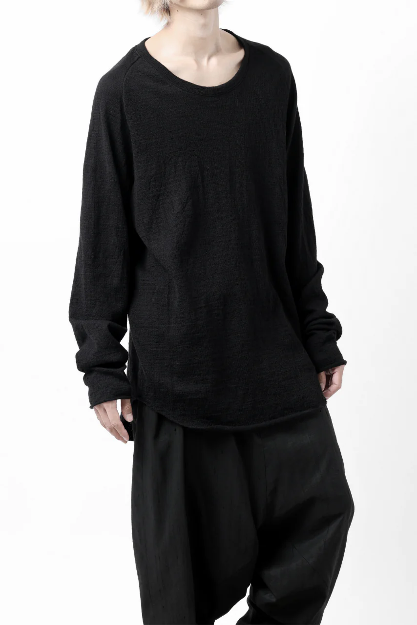 KLASICA D'ARCY RAGLAN REGULAR FIT PULL / JACQUARD KNIT JERSEY (BLACK x BLACK) - Image 3