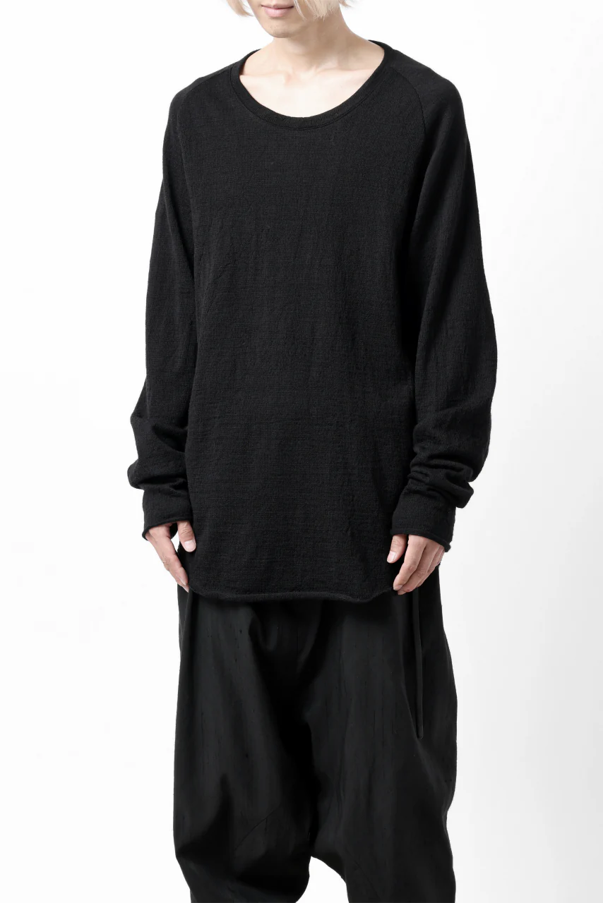 KLASICA D'ARCY RAGLAN REGULAR FIT PULL / JACQUARD KNIT JERSEY (BLACK x BLACK) - Image 4