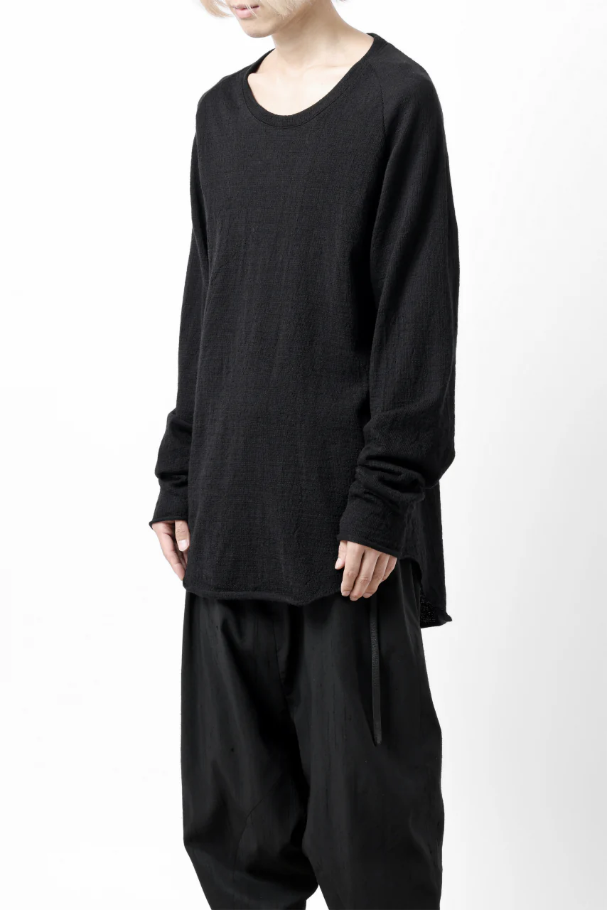KLASICA D'ARCY RAGLAN REGULAR FIT PULL / JACQUARD KNIT JERSEY (BLACK x BLACK) - Image 5