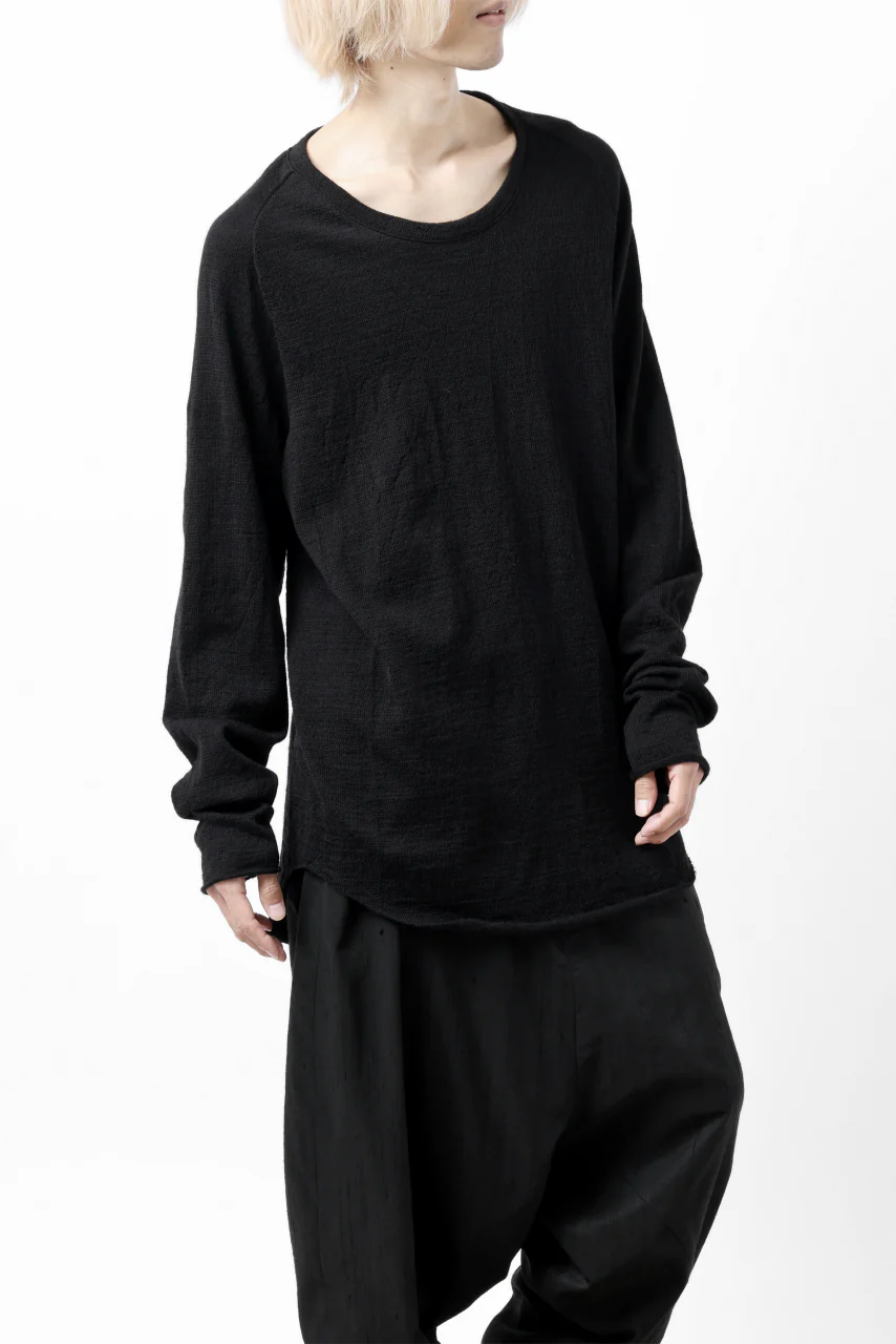 KLASICA D'ARCY RAGLAN REGULAR FIT PULL / JACQUARD KNIT JERSEY (BLACK x BLACK) - Image 6