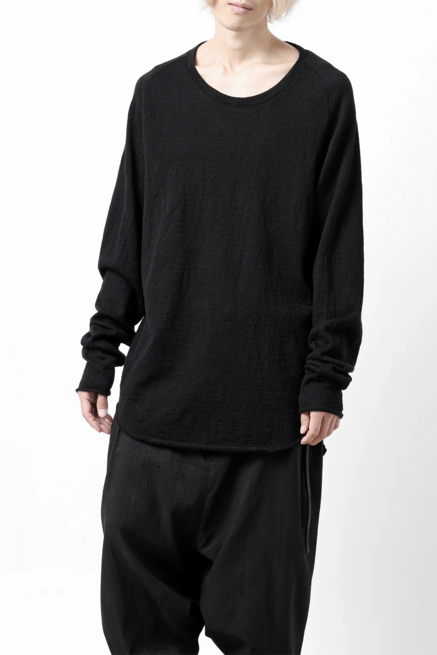 KLASICA D'ARCY RAGLAN REGULAR FIT PULL / JACQUARD KNIT JERSEY (BLACK x BLACK) - Image 8