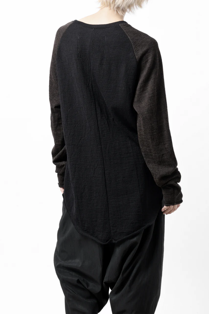 KLASICA D'ARCY RAGLAN REGULAR FIT PULL / JACQUARD KNIT JERSEY (BLACK x OLIVE) - Image 11