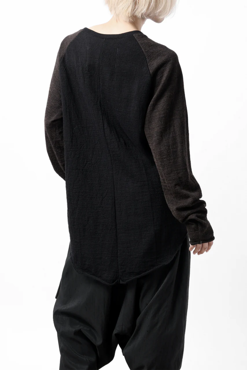 KLASICA D'ARCY RAGLAN REGULAR FIT PULL / JACQUARD KNIT JERSEY (BLACK x OLIVE) - Image 13