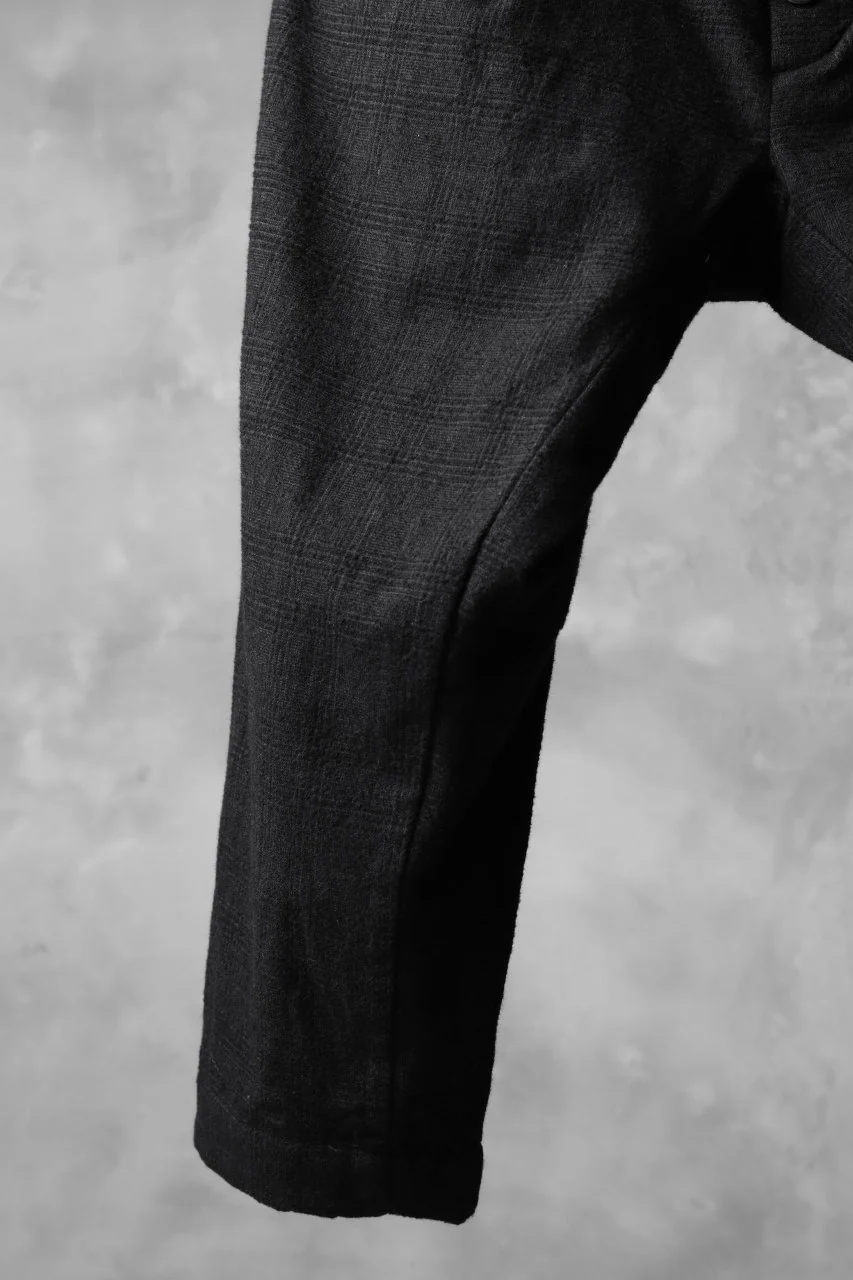 KLASICA DARK CHECK SABRON WIDE TROUSERS / WASH OUT MIX WEAVE (DARK CHECK) - Image 10