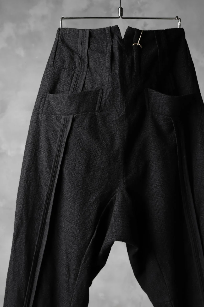 KLASICA DARK CHECK SABRON WIDE TROUSERS / WASH OUT MIX WEAVE (DARK CHECK) - Image 11