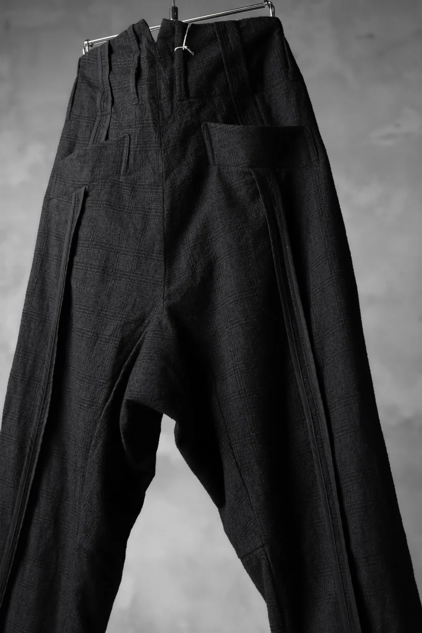 KLASICA DARK CHECK SABRON WIDE TROUSERS / WASH OUT MIX WEAVE (DARK CHECK) - Image 13