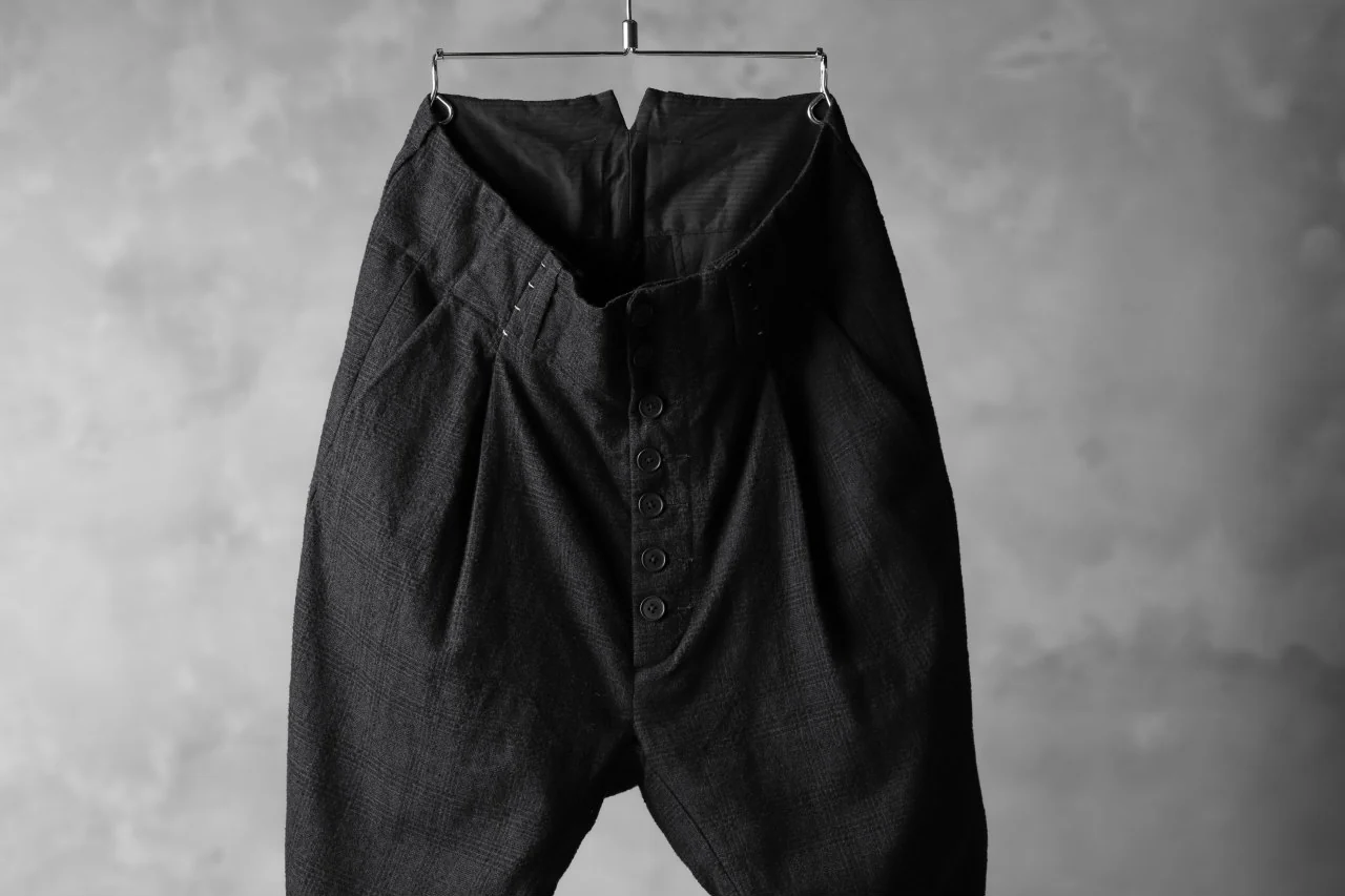 KLASICA DARK CHECK SABRON WIDE TROUSERS / WASH OUT MIX WEAVE (DARK CHECK) - Image 15