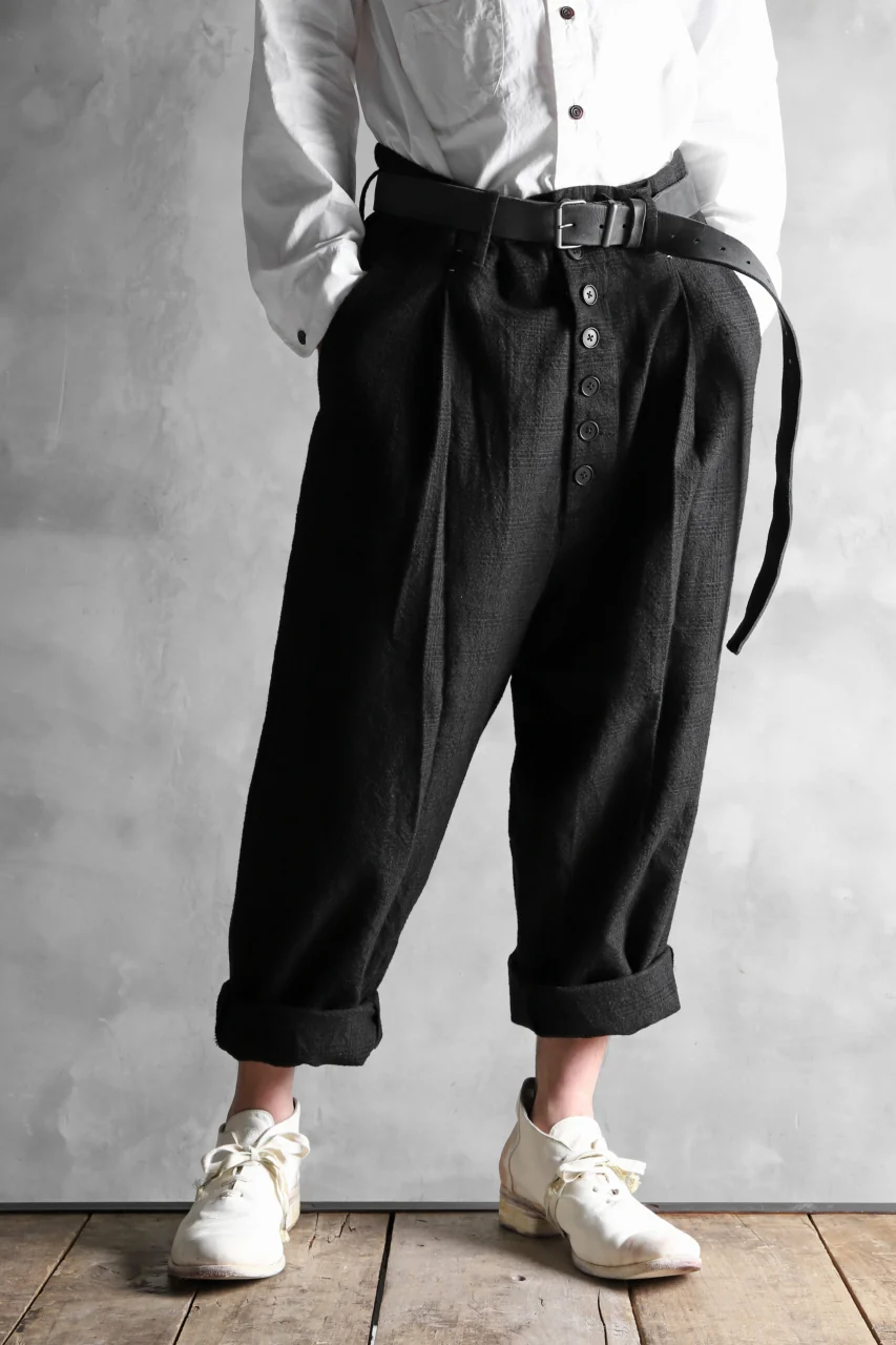 KLASICA DARK CHECK SABRON WIDE TROUSERS / WASH OUT MIX WEAVE (DARK CHECK) - Image 17
