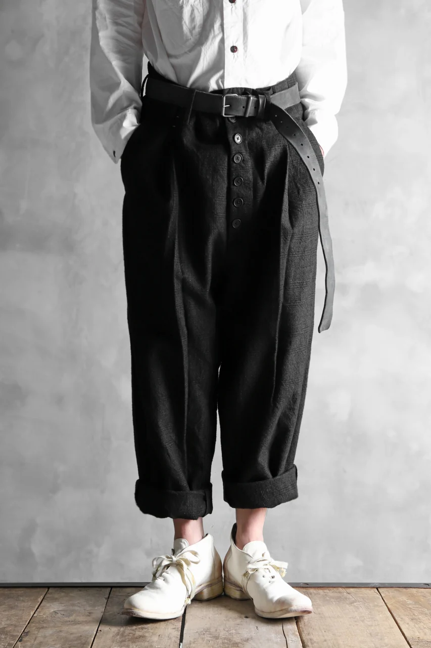 KLASICA DARK CHECK SABRON WIDE TROUSERS / WASH OUT MIX WEAVE (DARK CHECK) - Image 18