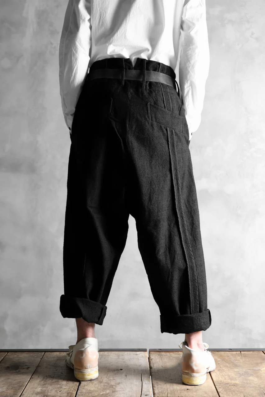 KLASICA DARK CHECK SABRON WIDE TROUSERS / WASH OUT MIX WEAVE (DARK CHECK) - Image 19