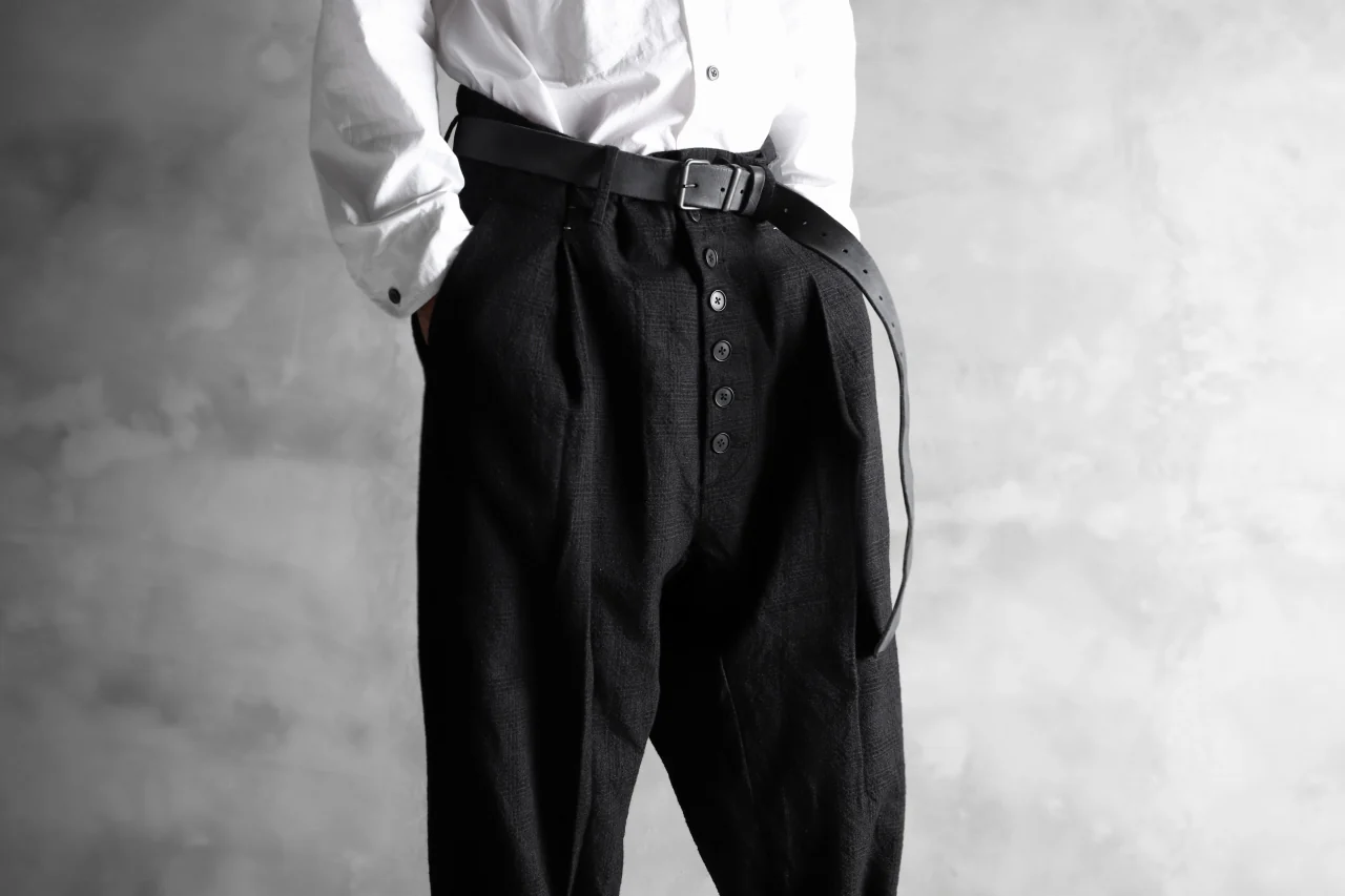 KLASICA DARK CHECK SABRON WIDE TROUSERS / WASH OUT MIX WEAVE (DARK CHECK) - Image 20