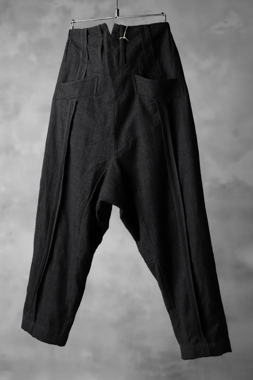 KLASICA DARK CHECK SABRON WIDE TROUSERS / WASH OUT MIX WEAVE (DARK CHECK) - Image 3
