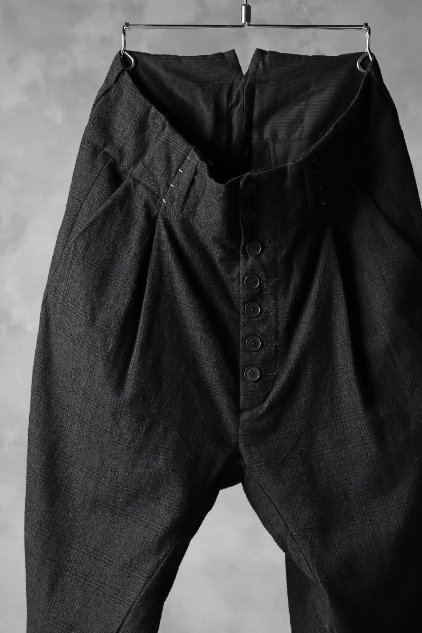 KLASICA DARK CHECK SABRON WIDE TROUSERS / WASH OUT MIX WEAVE (DARK CHECK) - Image 4