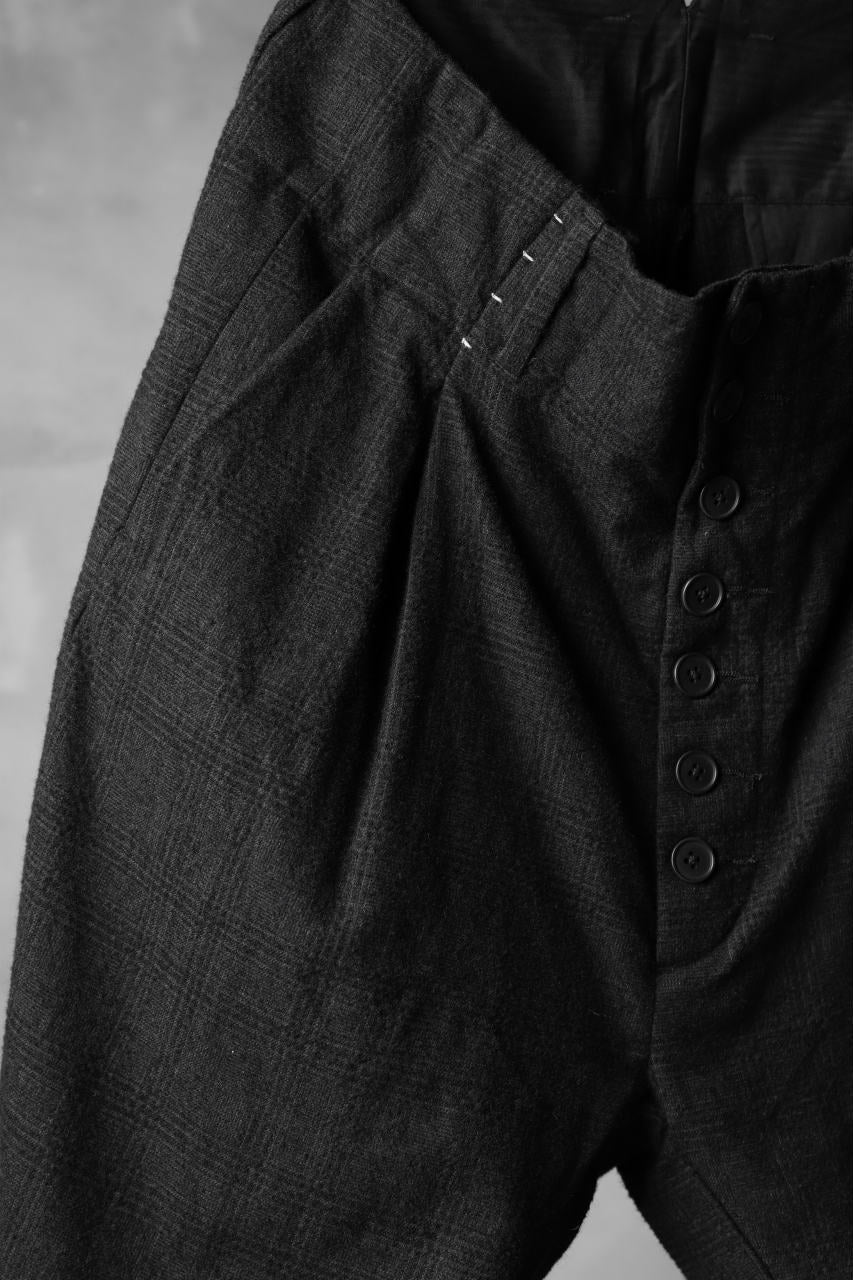 KLASICA DARK CHECK SABRON WIDE TROUSERS / WASH OUT MIX WEAVE (DARK CHECK) - Image 5