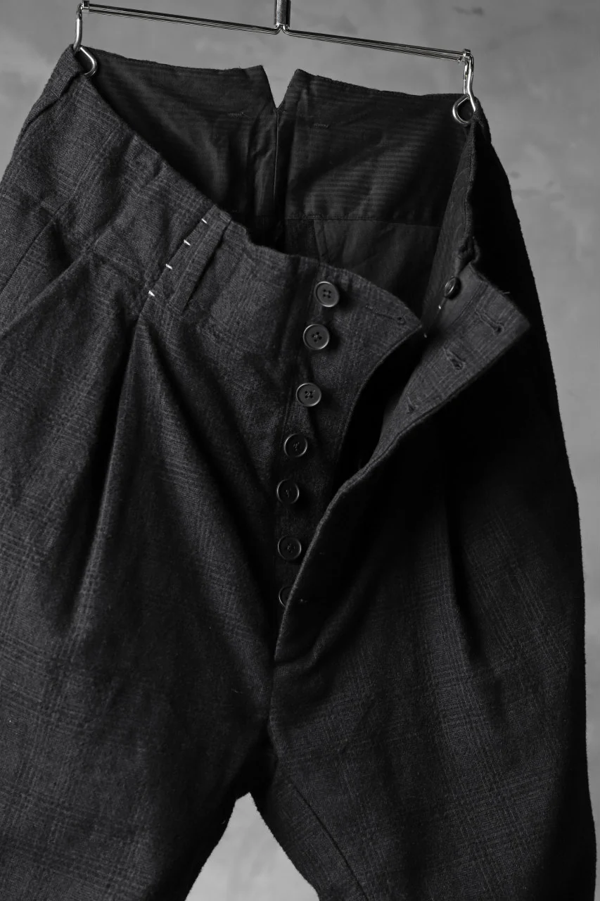 KLASICA DARK CHECK SABRON WIDE TROUSERS / WASH OUT MIX WEAVE (DARK CHECK) - Image 7