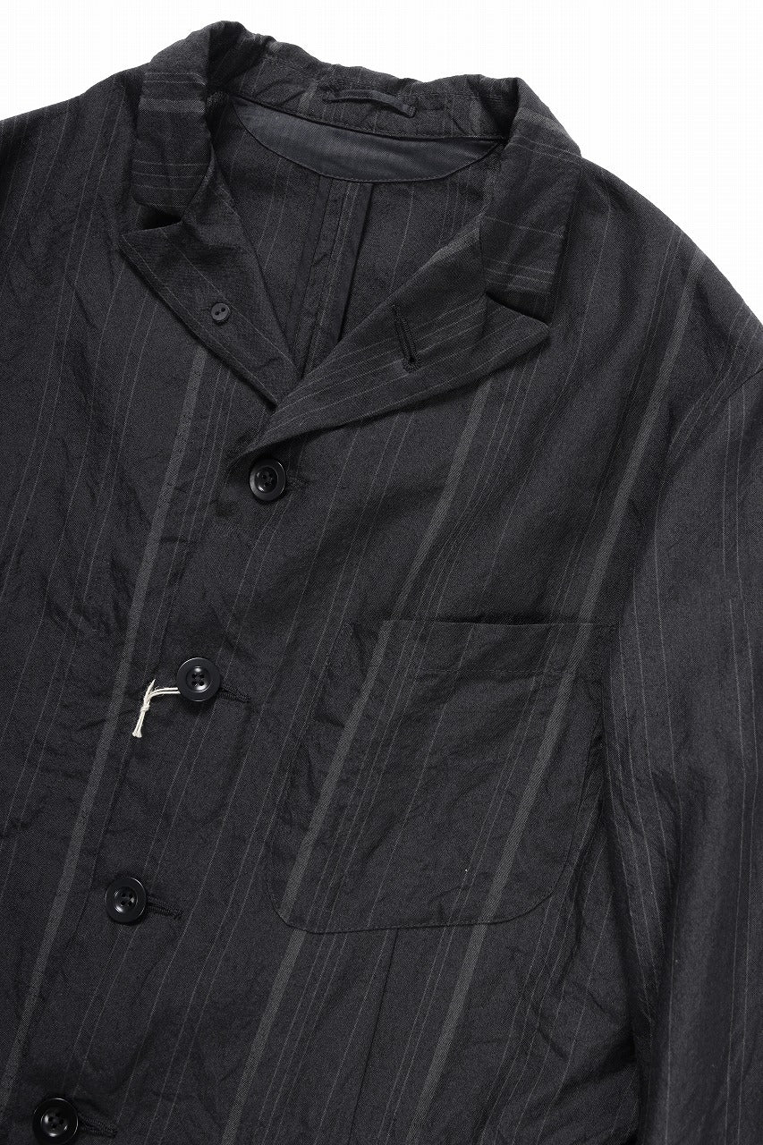 KLASICA exclusive "KLING" SINGLE LAYER 3 POCKET BLAZER / LIGHT WEIGHT DARK RANDOM STRIPE RAMIE (IRON STRIPES) - Image 11
