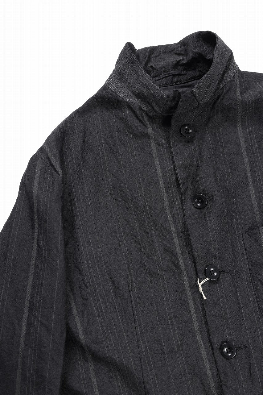 KLASICA exclusive "KLING" SINGLE LAYER 3 POCKET BLAZER / LIGHT WEIGHT DARK RANDOM STRIPE RAMIE (IRON STRIPES) - Image 13