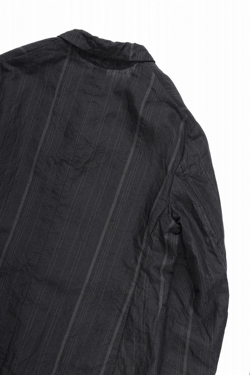 KLASICA exclusive "KLING" SINGLE LAYER 3 POCKET BLAZER / LIGHT WEIGHT DARK RANDOM STRIPE RAMIE (IRON STRIPES) - Image 15