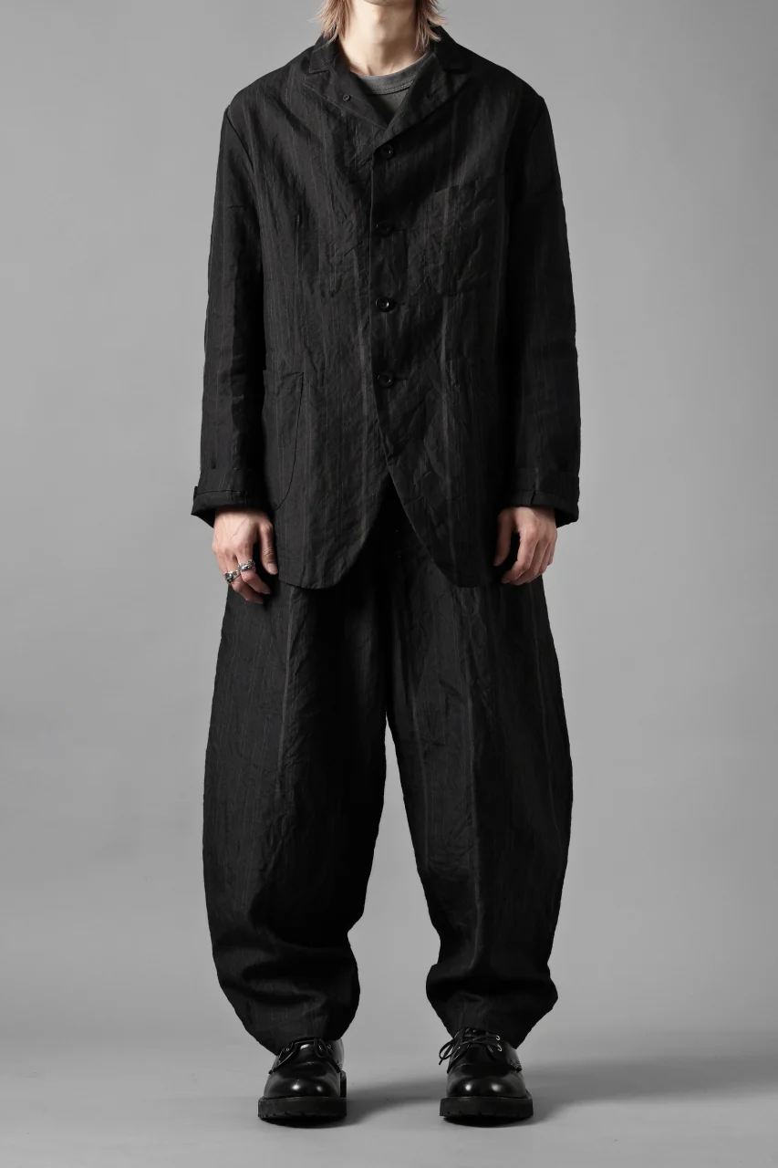KLASICA exclusive "KLING" SINGLE LAYER 3 POCKET BLAZER / LIGHT WEIGHT DARK RANDOM STRIPE RAMIE (IRON STRIPES) - Image 17