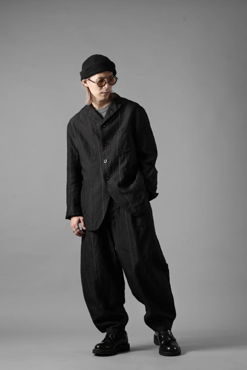 KLASICA exclusive "KLING" SINGLE LAYER 3 POCKET BLAZER / LIGHT WEIGHT DARK RANDOM STRIPE RAMIE (IRON STRIPES) - Image 19