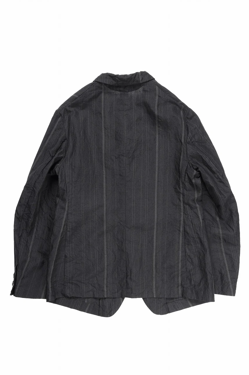 KLASICA exclusive "KLING" SINGLE LAYER 3 POCKET BLAZER / LIGHT WEIGHT DARK RANDOM STRIPE RAMIE (IRON STRIPES) - Image 2