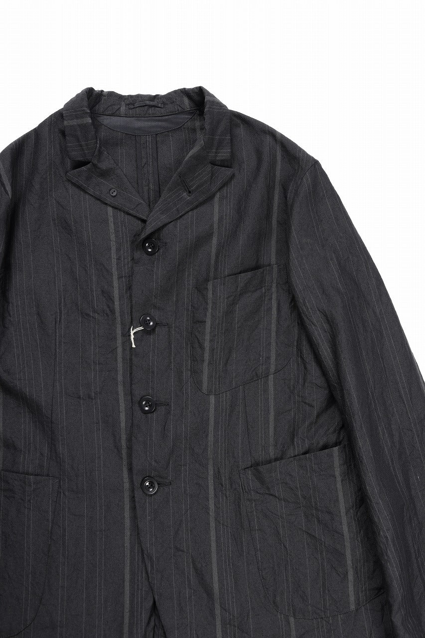 KLASICA exclusive "KLING" SINGLE LAYER 3 POCKET BLAZER / LIGHT WEIGHT DARK RANDOM STRIPE RAMIE (IRON STRIPES) - Image 7