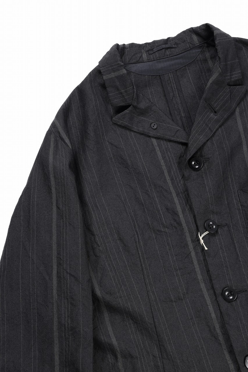 KLASICA exclusive "KLING" SINGLE LAYER 3 POCKET BLAZER / LIGHT WEIGHT DARK RANDOM STRIPE RAMIE (IRON STRIPES) - Image 9