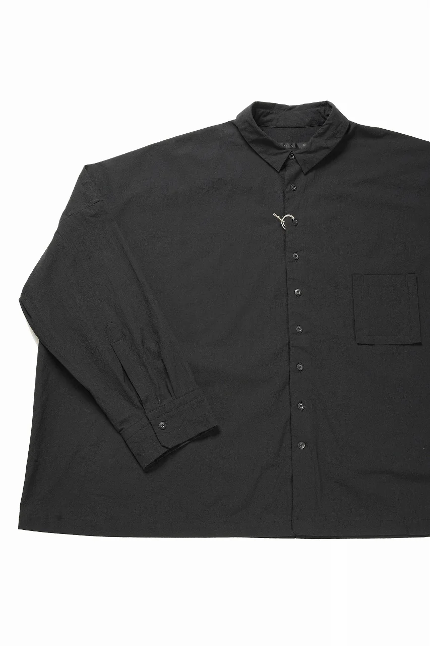 KLASICA EXTRA WIDE BOXY SHIRTS / HIGH TWISTED COTTON POPLIN HANDWASH & SUN DRY (BLACK) - Image 4