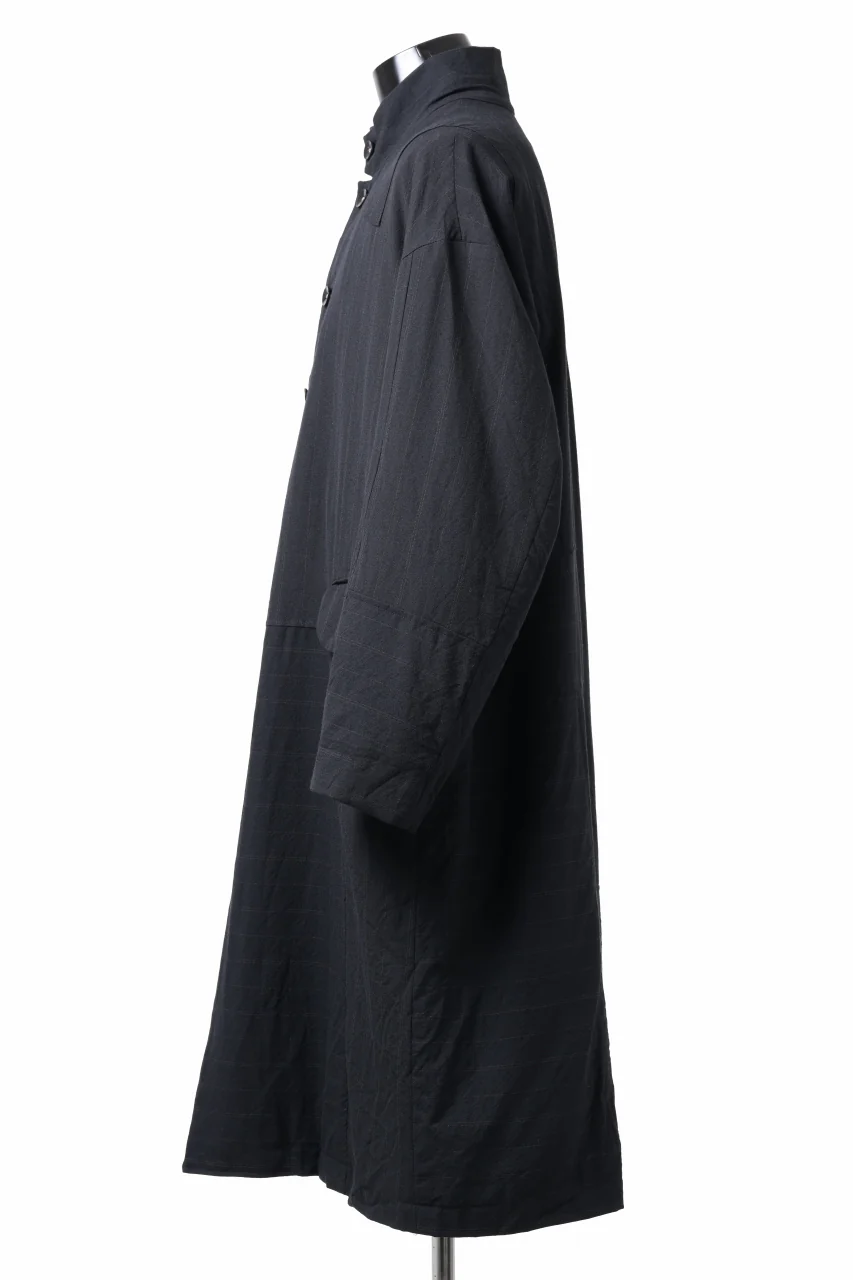 KLASICA FIGS PATCH WORKED RELAX FIT COAT / SUPER 100's ALTERNATE STRIPE SERGE WOOL (INK BLACK) - Image 12