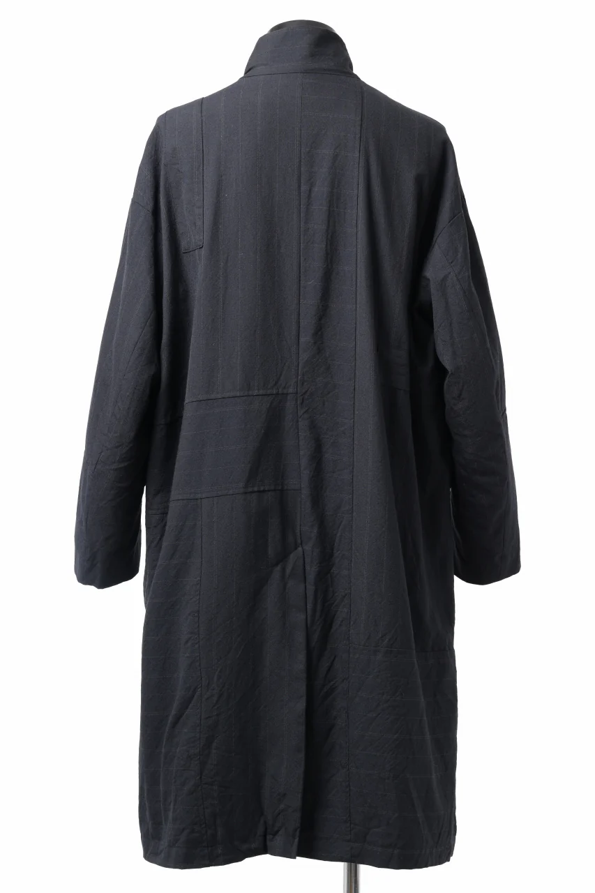 KLASICA FIGS PATCH WORKED RELAX FIT COAT / SUPER 100's ALTERNATE STRIPE SERGE WOOL (INK BLACK) - Image 14