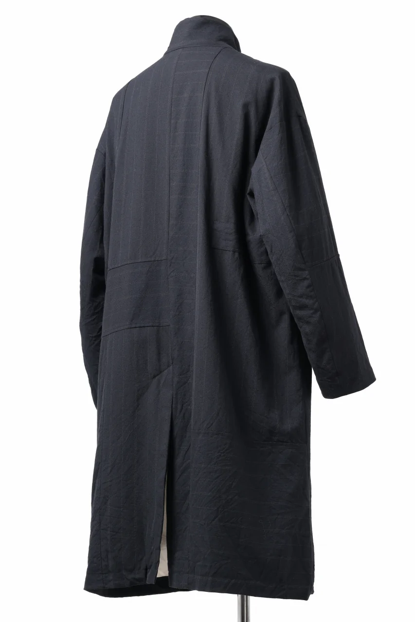 KLASICA FIGS PATCH WORKED RELAX FIT COAT / SUPER 100's ALTERNATE STRIPE SERGE WOOL (INK BLACK) - Image 17