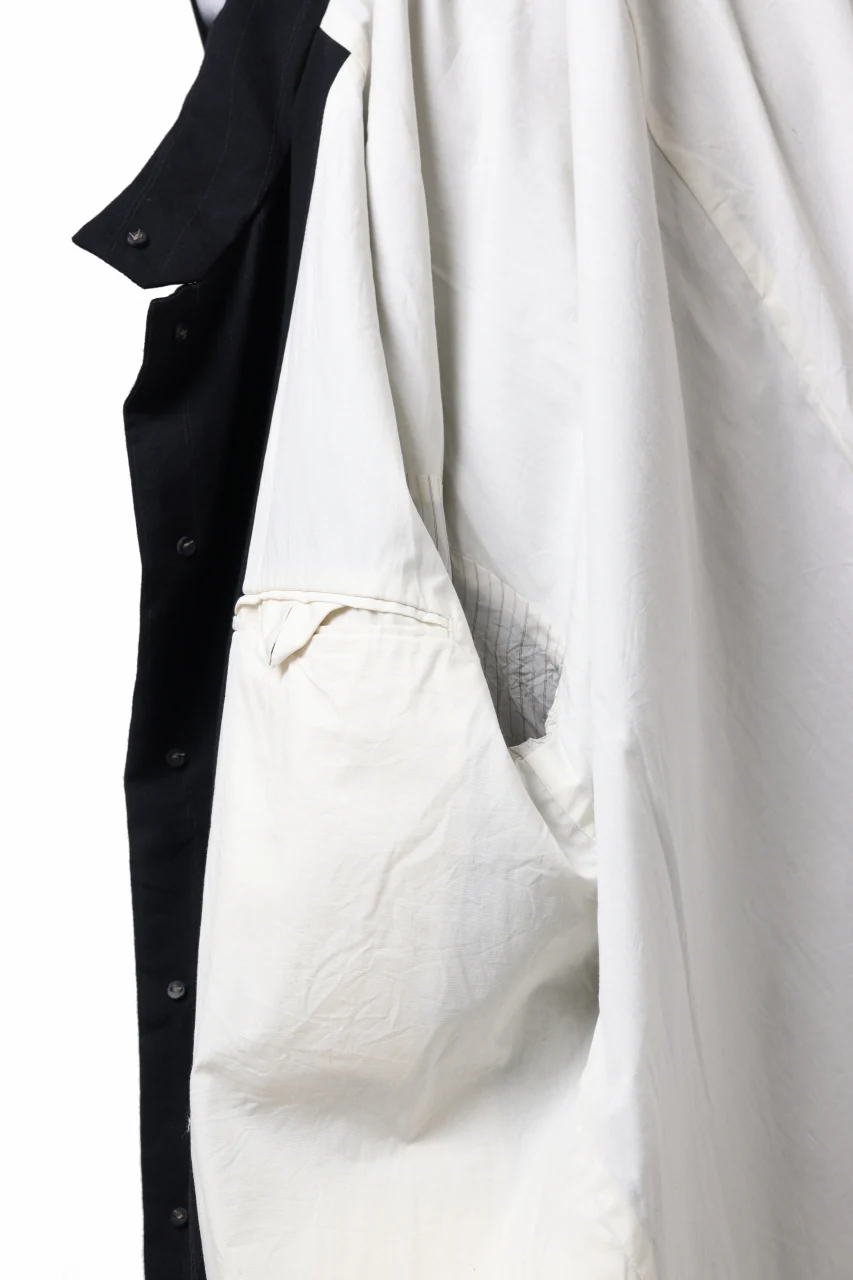 KLASICA FIGS PATCH WORKED RELAX FIT COAT / SUPER 100's ALTERNATE STRIPE SERGE WOOL (INK BLACK) - Image 18