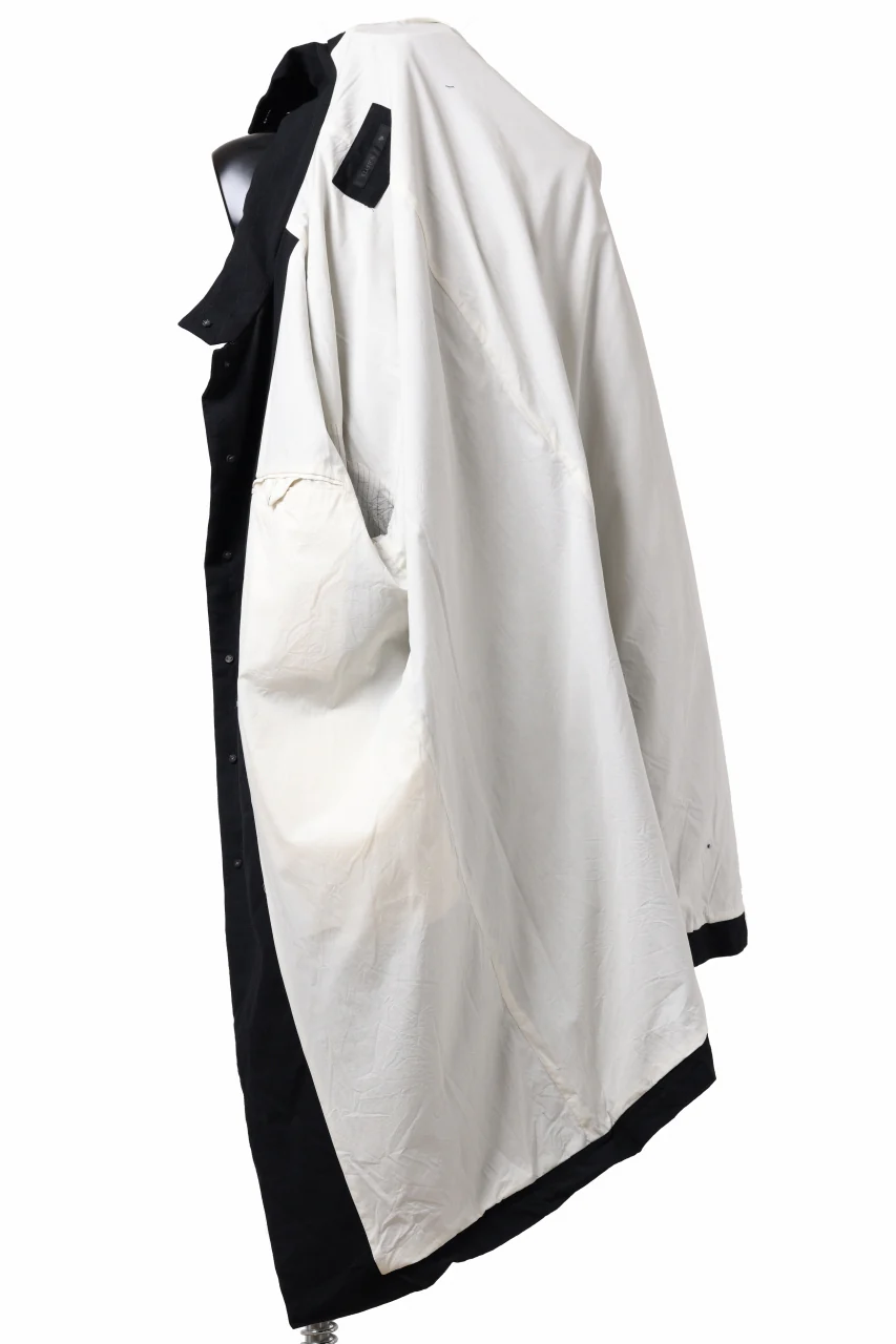 KLASICA FIGS PATCH WORKED RELAX FIT COAT / SUPER 100's ALTERNATE STRIPE SERGE WOOL (INK BLACK) - Image 19