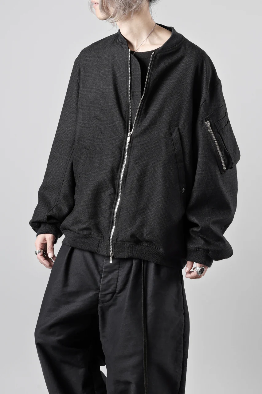 KLASICA FL-PC FLIGHT JACKET / REPULSION NIGHT GLEN CHECK WOOL (SHADOW CHECK) - Image 2