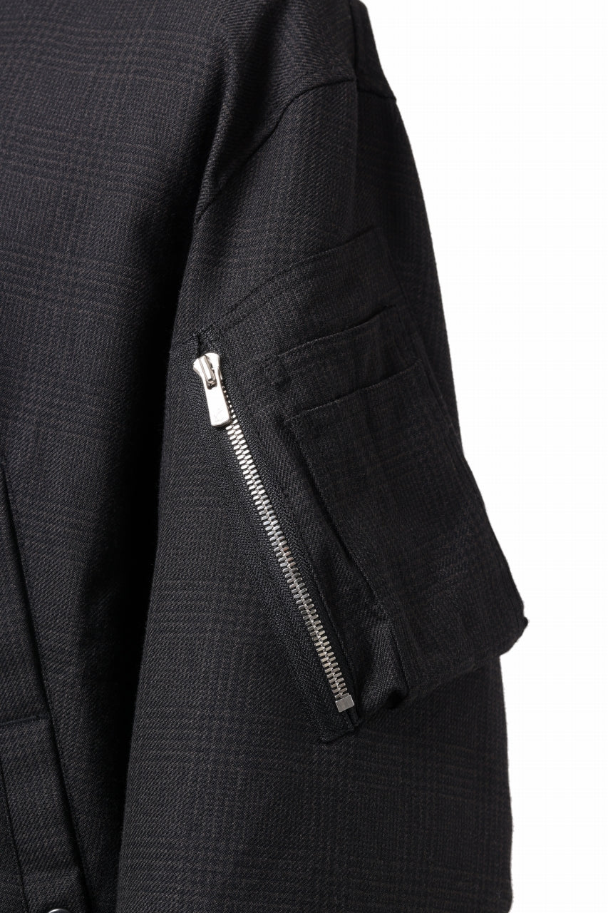 KLASICA FL-PC FLIGHT JACKET / REPULSION NIGHT GLEN CHECK WOOL (SHADOW CHECK) - Image 21