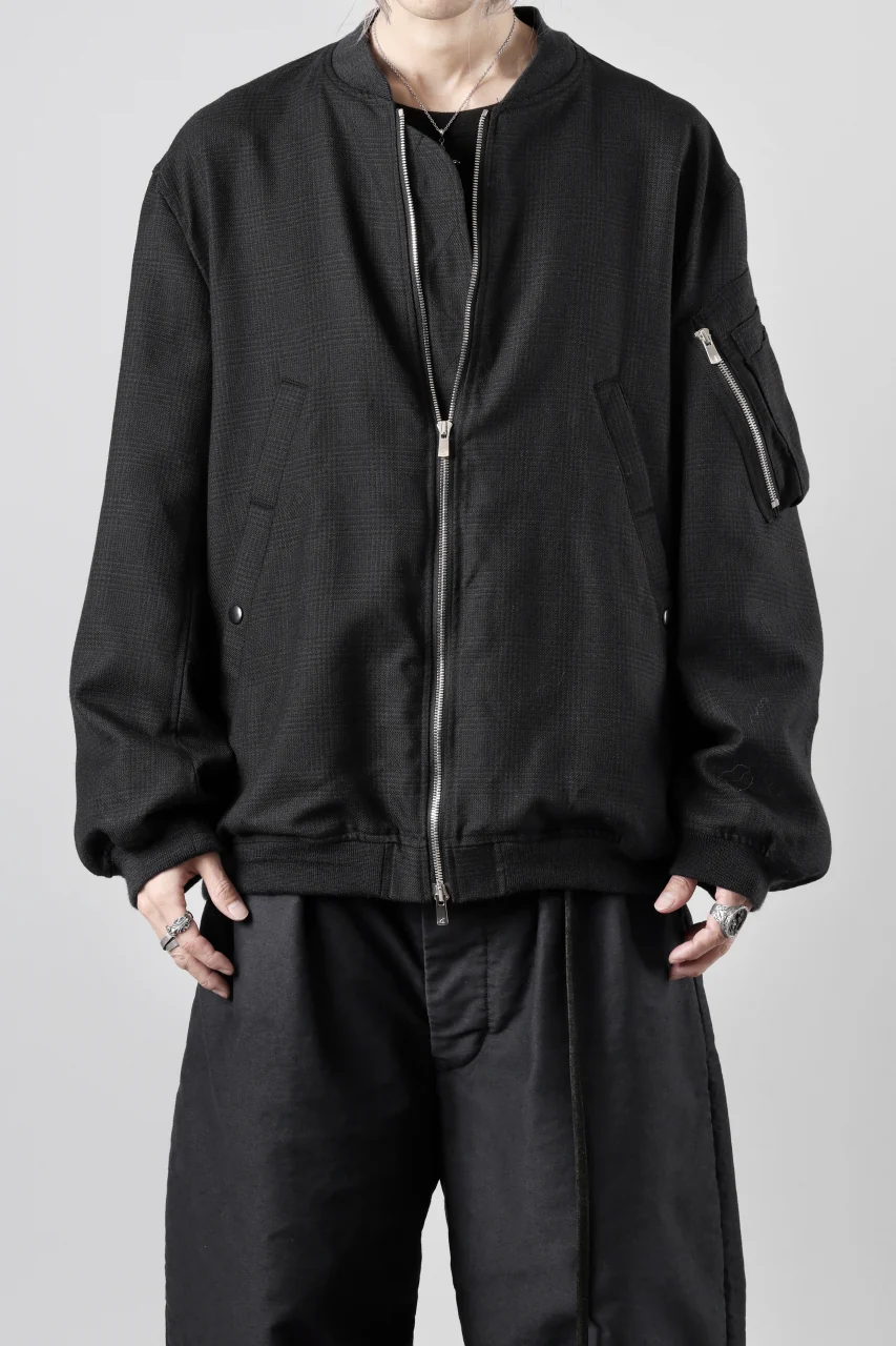 KLASICA FL-PC FLIGHT JACKET / REPULSION NIGHT GLEN CHECK WOOL (SHADOW CHECK) - Image 3