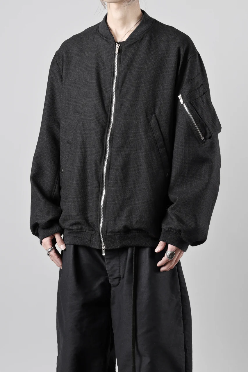 KLASICA FL-PC FLIGHT JACKET / REPULSION NIGHT GLEN CHECK WOOL (SHADOW CHECK) - Image 4